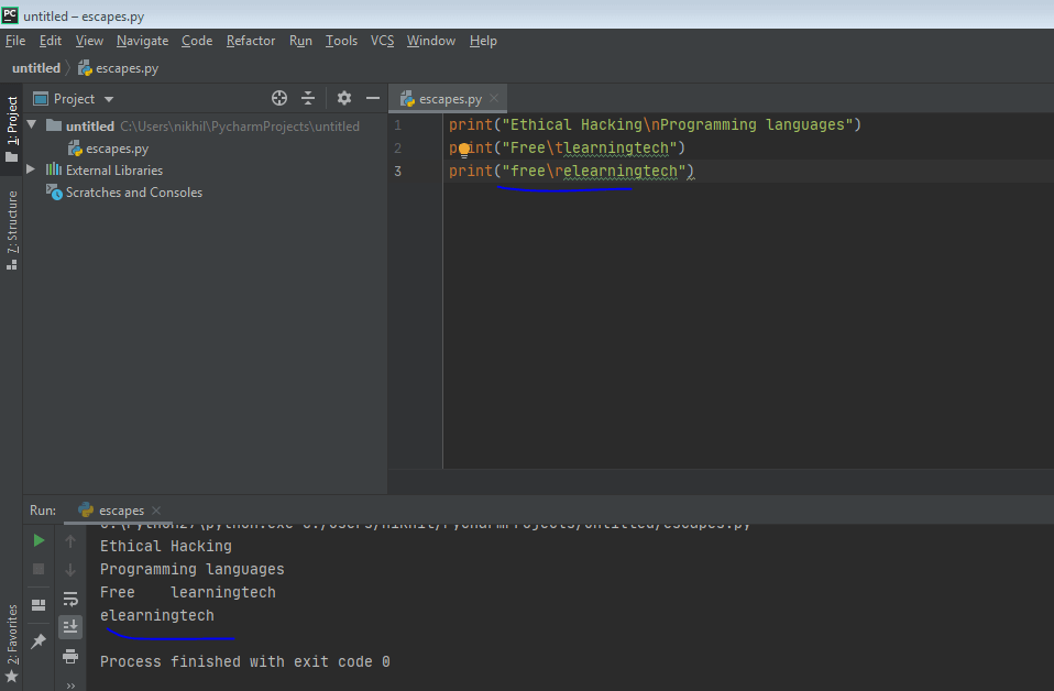 Escape Sequence python
